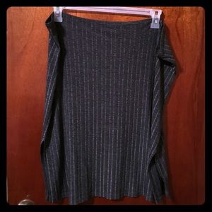3X Grey Ribbed Pencil Skirt